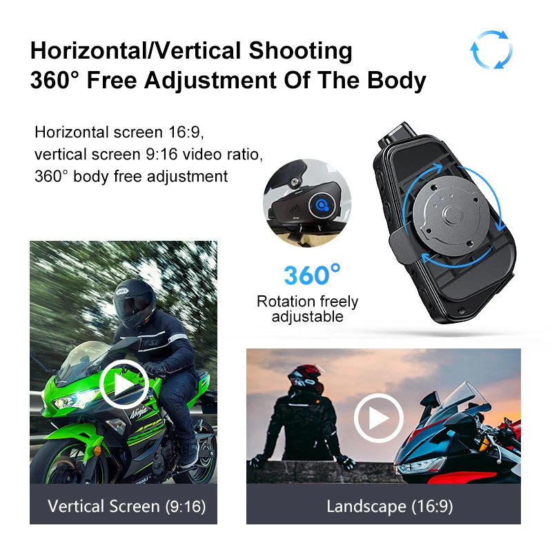 Q28 Motorcycle Helmet Bluetooth Headset — 1080P HD Wireless Camera with Super Wide-Angle Lens, WiFi, IP66 Waterproof Video Recorder