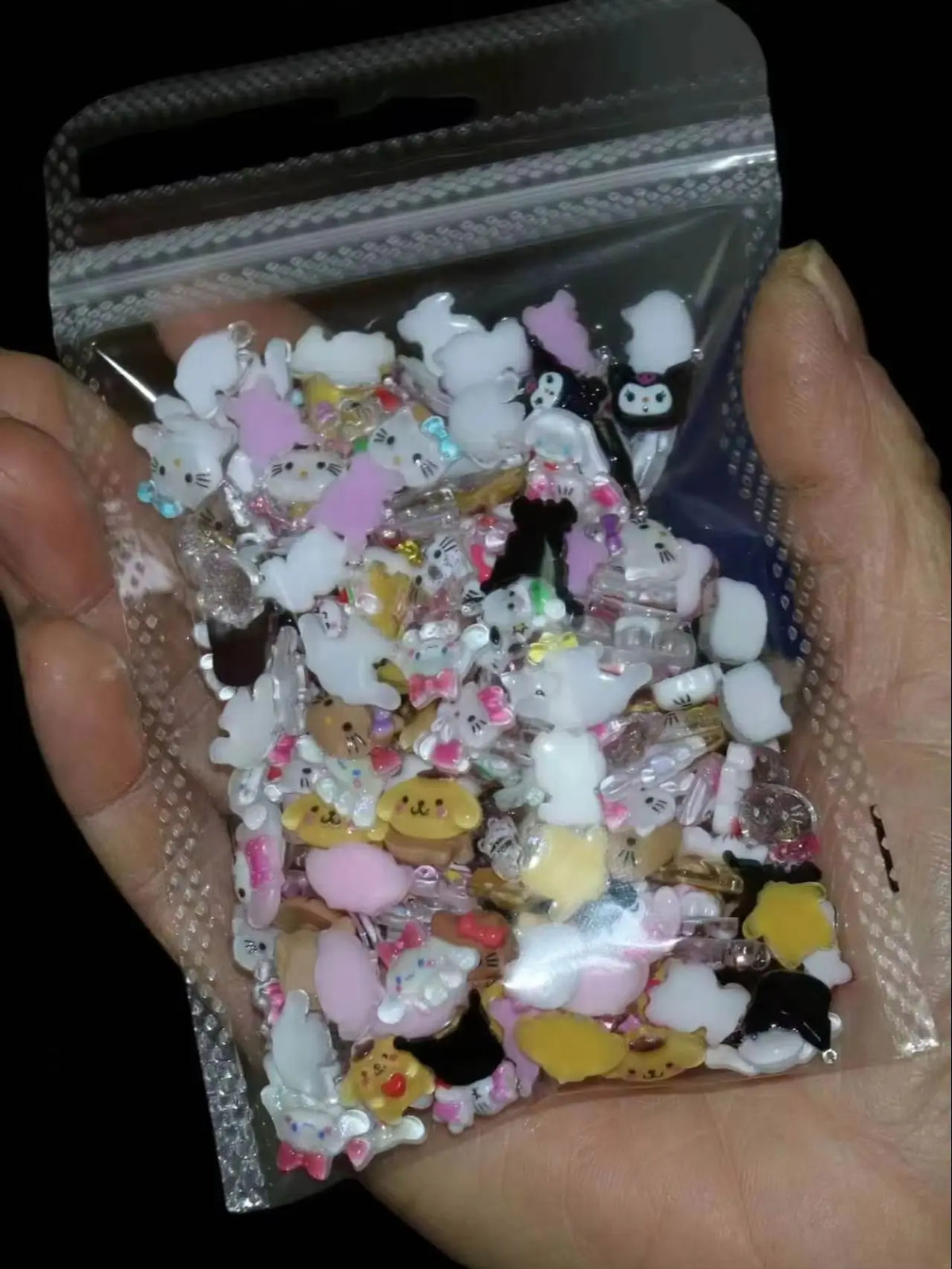 120PCS Sanrio Nail Charms Set - Kuromi, Cinnamoroll, and My Melody Resin Decorations for DIY Manicure Nail Art