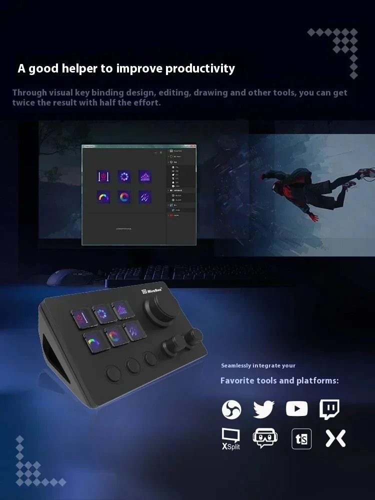 Mirabox N3 Streamdeck Keypad – Custom Macro Mini Keyboard with Screen & Knob Visual Desktop Console