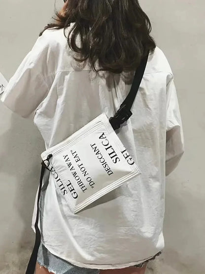 Simulated Desiccant Dupont Paper Shoulder Bag for Women – 2024 Fashion White Small Letter Crossbody Chest Bag Purse
