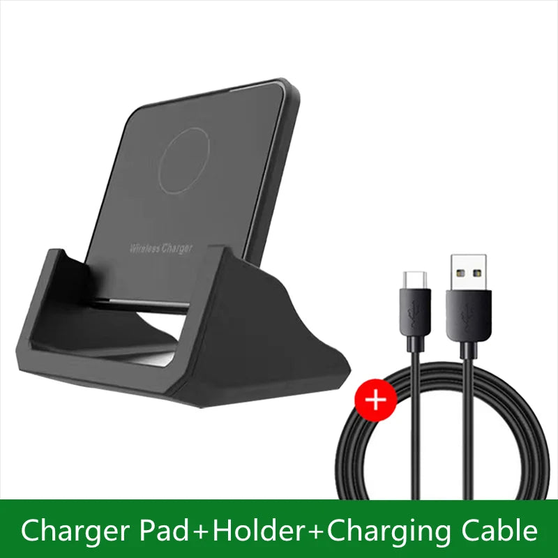 Fast Wireless Charging Pad and Holder – Charging Dock for iPhone 17–11 Series, Samsung Galaxy, and Xiaomi Devices