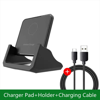 Fast Wireless Charging Pad and Holder – Charging Dock for iPhone 17–11 Series, Samsung Galaxy, and Xiaomi Devices