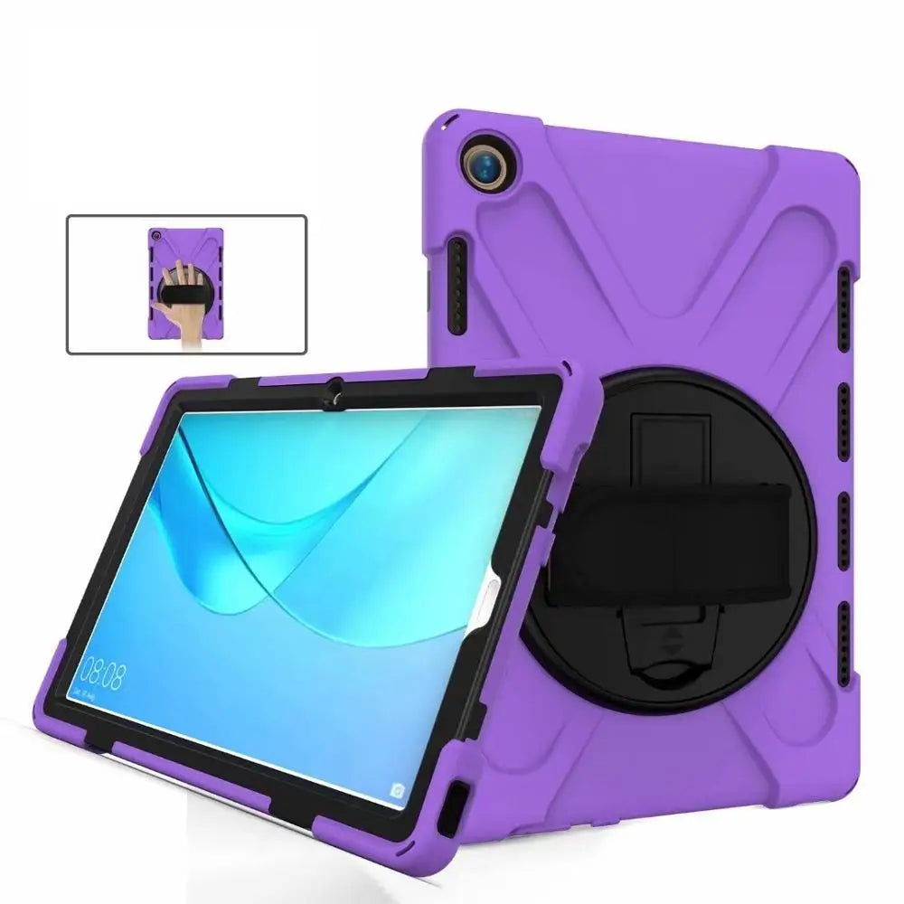 Huawei MediaPad M5 10.8 Case - 360° Rotating Hand Strap Shockproof Protective Stand Cover