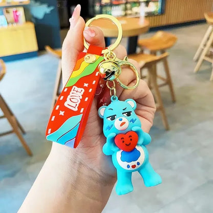 Care Bears Movie II Love Bear Keychain – Cartoon Doll Pendant for Couples & Halloween Gifts