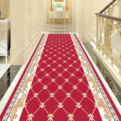 Luxury Classical Corridor Rug — Crystal Velvet Soundproof Washable Carpet for Villa & Hotel Hallway