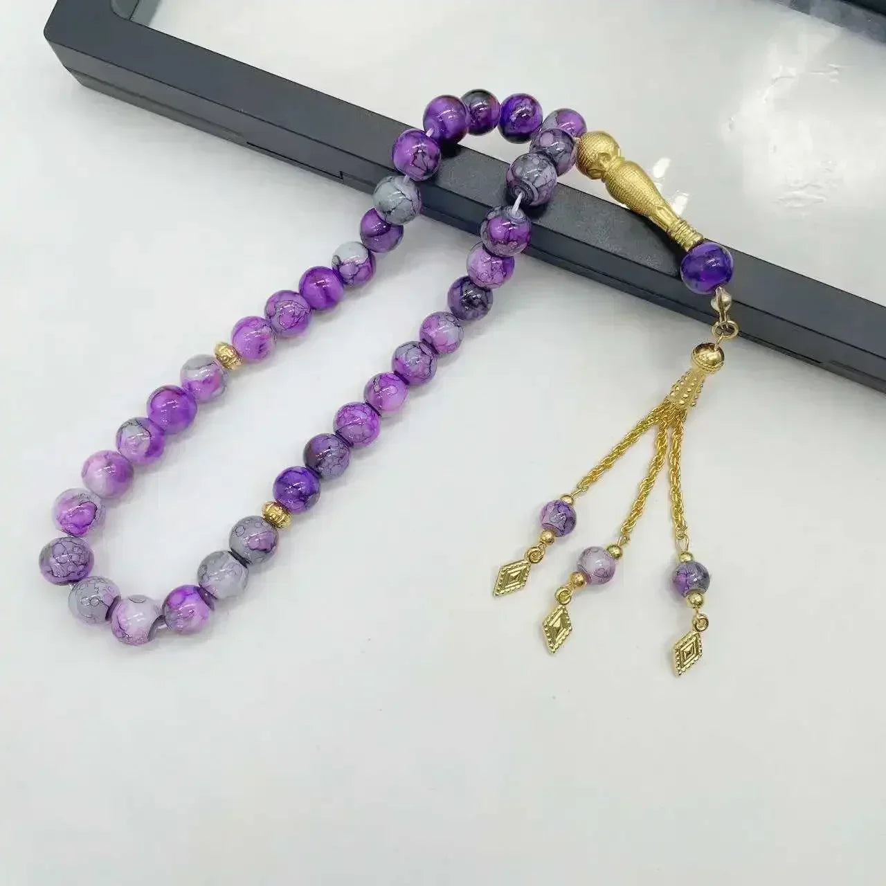 10mm 33pcs Glass Tassel Islamic Rosary Bracelet – Turkish Muslim Tasbih Prayer Beads Jewelry for Women Allah Mohammed Spiritual Gift