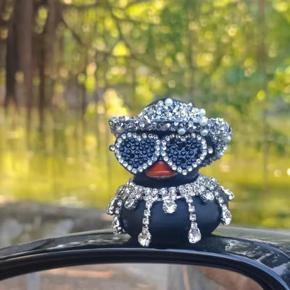 Luxury Diamond Rubber Duck Car Ornaments - Cute Dashboard Decorations & Funny Gifts for Jeep, BMW & Office Displays