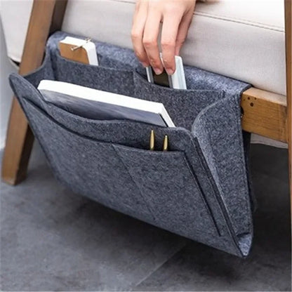 Bedside Hanging Storage Organizer — Phone, Remote, Tissue & Book Holder for Home
