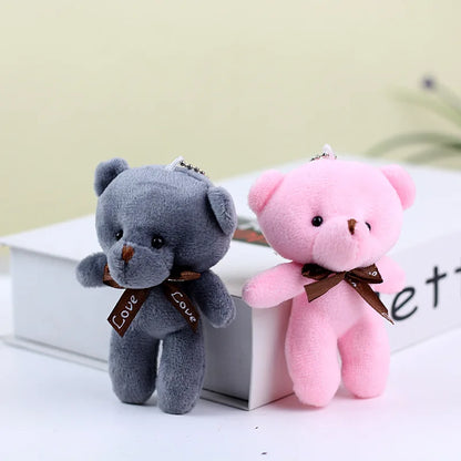 10pcs Mini Bear Plush Keychain — Soft Stuffed Doll Bag Pendant, Cute Toy for Wedding Decoration & Birthday Gift