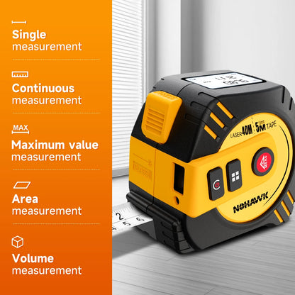 Nohawk 40M/80M Laser Tape Measure – USB Rechargeable Digital Distance Meter with Steel Tape for Precision Measuring Tool