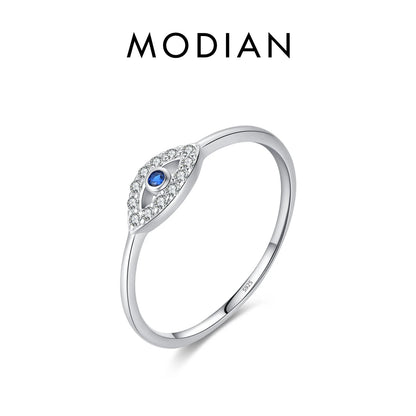 MODIAN 925 Sterling Silver Blue Ghost Eyes Ring — Sparkling Cubic Zirconia for Women