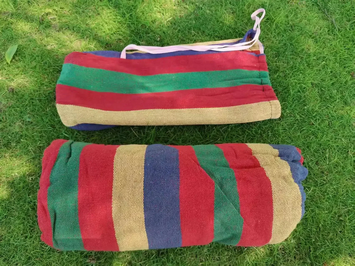 Outdoor Canvas Camping Hammock – Anti-Rollover Portable Thick Fabric Single/Double with Carry Bag