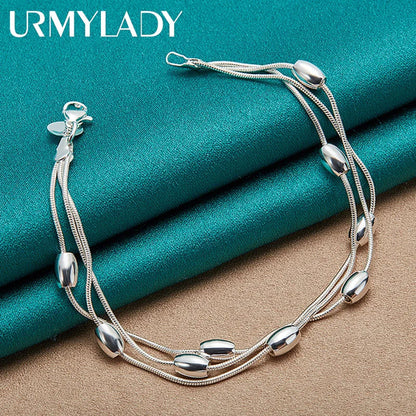 925 Sterling Silver Bracelet — Fashion Design Beaded Chain, High-Quality Jewelry for Women, Ladies, and Wedding Gifts