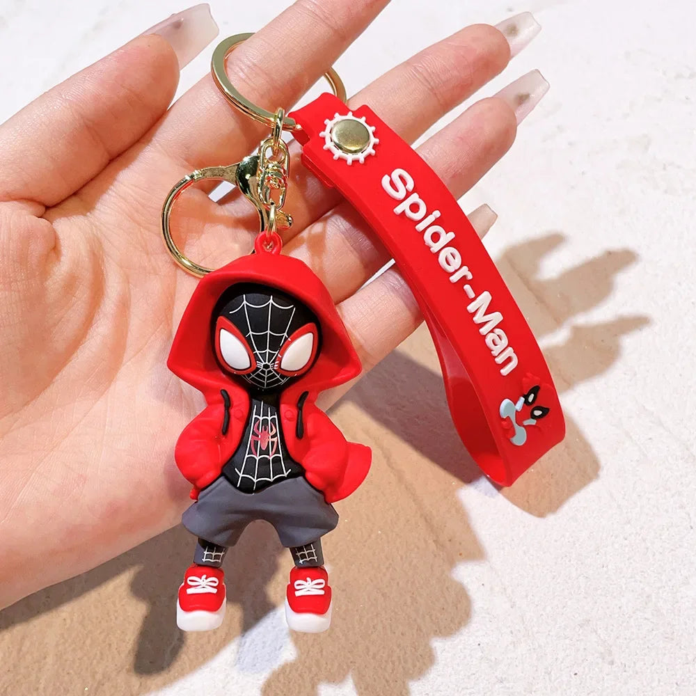 Marvel Spider-Man Action Figure Keychain — Cute Avengers Doll Widget with Iron Man & Captain America for Birthday Gifts