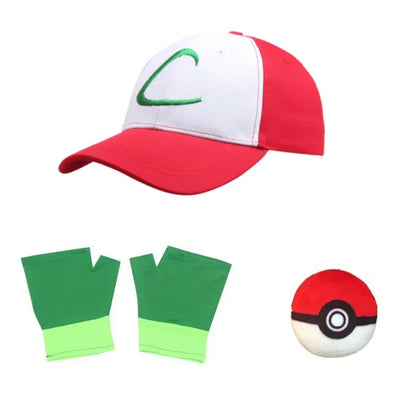 Men’s Anime Trainer Cosplay Costume — Ash Ketchum Outfit for Halloween & Parties with Blue Jacket, Cap & Gloves Set