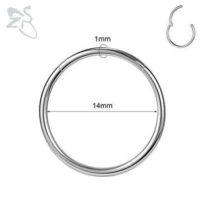 ZS G23 Titanium Steel Nose Ring – Round Septum & Cartilage Piercing Jewelry for Men & Women (20G/18G/16G, 6–14mm)