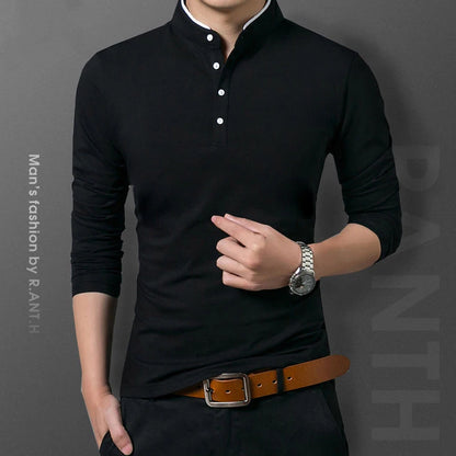 Men's Business Casual Polo Shirt - Long Sleeve Breathable Formal Top Comfortable Summer Wear