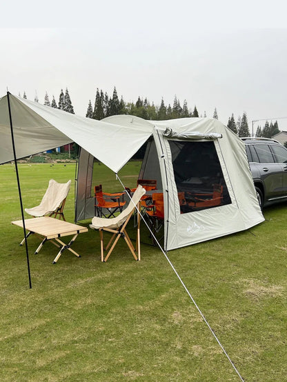 Lohascamping Car Box Docking Tent – Portable Waterproof SUV Tail Tent for 3-4 People, Large Dome Sunshade Tunnel Style Tent