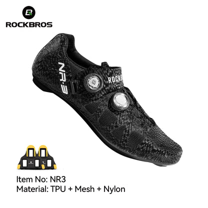 ROCKBROS Cycling Shoes - Professional Road Bike Self-Locking SPD Cleat Shoes with Knob Buckle Fastening