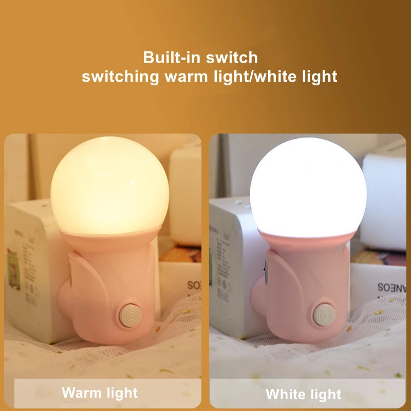 LED Night Light with EU/US Plug – 2-Color Dimmer, Eye Protection, Baby Nursing, Sleep, Reading, Living Room Lamp