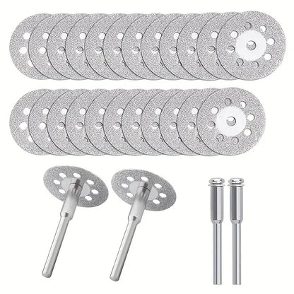 Diamond Cut Off Rotary Tool Discs: 10Pcs 16-30mm Mini Sharp with Hole for Dremel - DIY Accessories with 2Pcs Rod