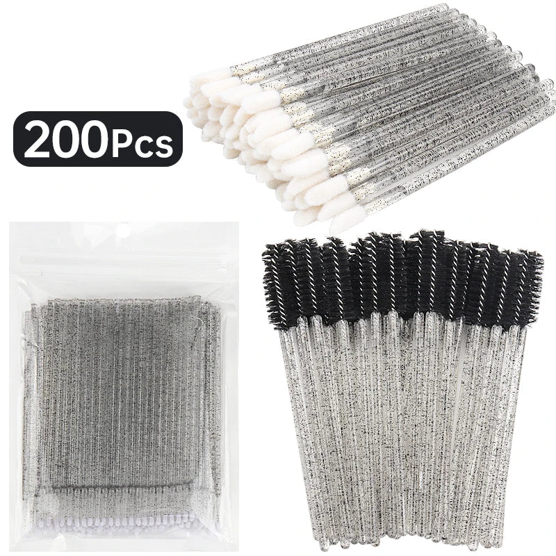 200pcs Eyelash Extension Makeup Set - Micro Brushes, Lash Removal Tools & Lip Line Brushes for Women