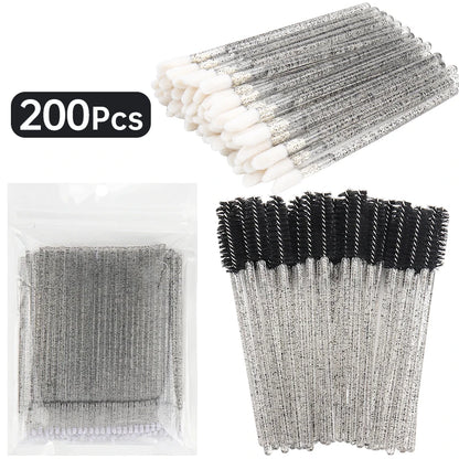 200pcs Eyelash Extension Makeup Set - Micro Brushes, Lash Removal Tools & Lip Line Brushes for Women