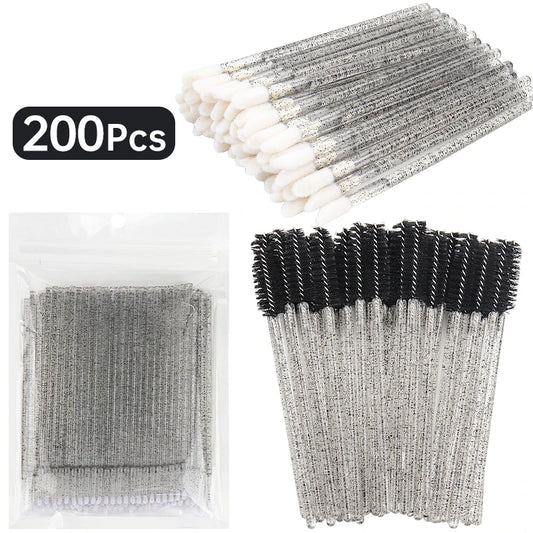 200pcs Eyelash Extension Makeup Set - Micro Brushes, Lash Removal Tools & Lip Line Brushes for Women