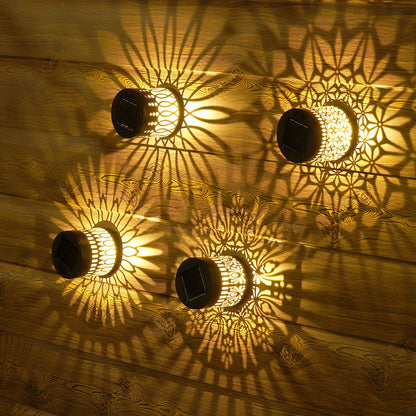 Solar Mandala Fence Lights - Decorative Garden Wall Lamps for Patio, Courtyard & Walkway Decor