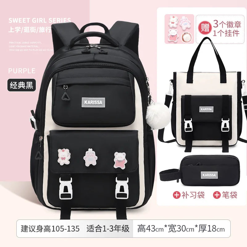 Girls’ School Backpack Set – Kawaii Water-Resistant Bookbags for Elementary Kids, Primary School Bag