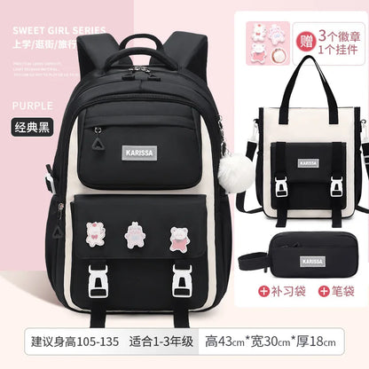 Girls’ School Backpack Set – Kawaii Water-Resistant Bookbags for Elementary Kids, Primary School Bag