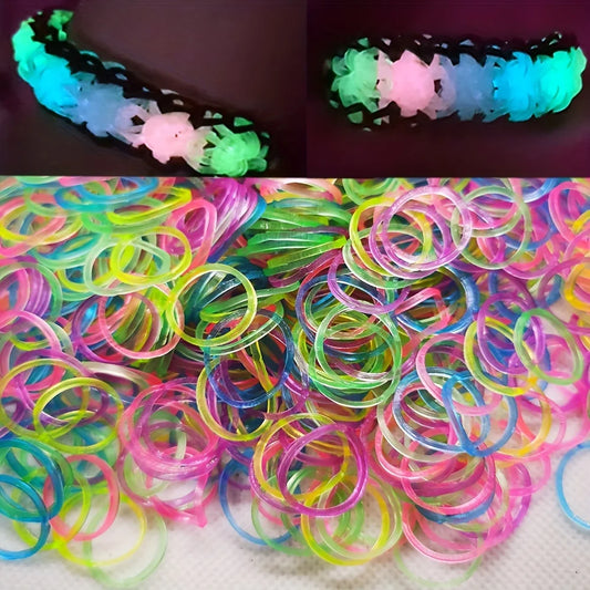 600pcs Glow-in-the-Dark Loom Band Kit – Colorful DIY Bracelet Making Set with Beads & Accessories for Friendship Crafts