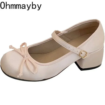 2025 Spring Autumn Mary Jane Shoes — Elegant Mid Heel Round Toe Pumps for Women