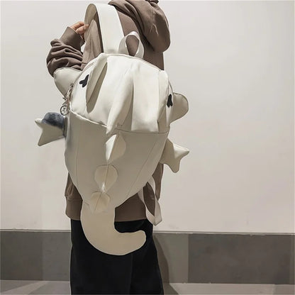 Unisex Shark-Shaped Backpack – Trendy Large Capacity School & Daily Bag for Casual Street Use (Pendant Not Included)