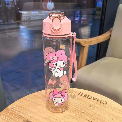 Kuromi Water Cup with Straw — Large Capacity Cute Cartoon Print Bottle, Unique Aesthetic Design for Office, Home, or Gift