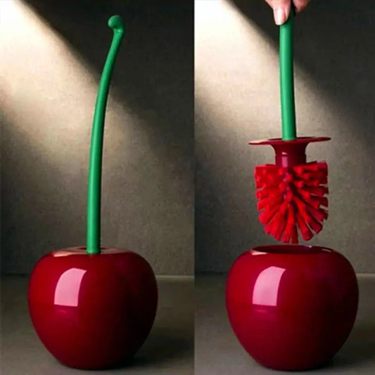 Cherry Shape Toilet Brush Set - Creative Lavatory Cleaning Brush with Decorative Holder for Bathroom