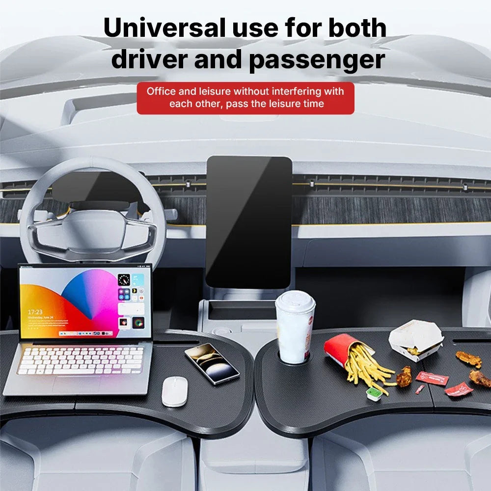 Caer Portable Car Steering Wheel Desk — Foldable Laptop & Food Tray for Tesla Model 3/Y with Storage Bag