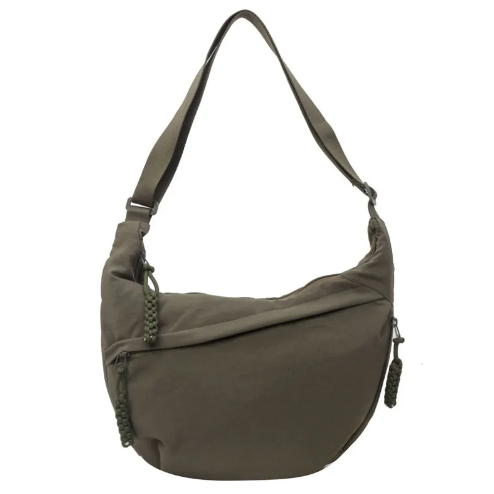 Women’s Casual Canvas Crossbody Bag – Large Capacity Lightweight  Hobo Shoulder Bag Solid Color Dumpling Bag