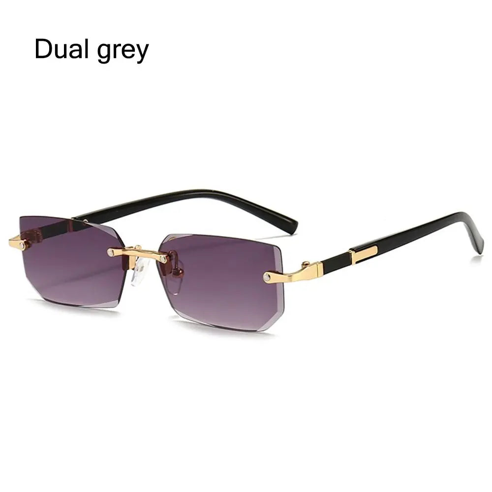Rimless Rectangle Sunglasses – Fashion Small Square Shades for Men & Women, Summer Travel Eyewear