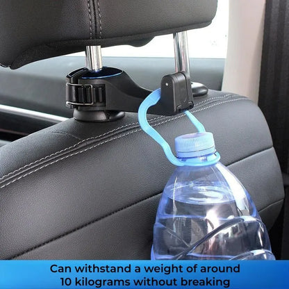 Versatile 2-in-1 Car Hook with Hidden Rear Headrest Design - Secure Lock Type Mobile Phone Holder Included