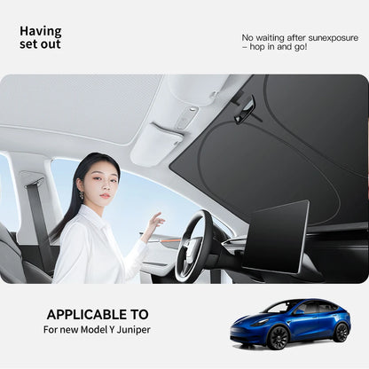 Tesla Model 3/Y Highland Juniper 2026 Side Window Sunshade with Suction Cups – Car Sun Protection Cloth Cover Accessory