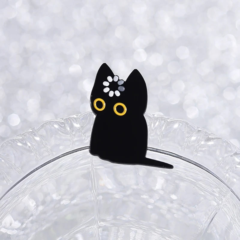 Black Cat Void Loading Enamel Pin - Cute Cartoon Kitten Brooch Animal Jewelry Gift