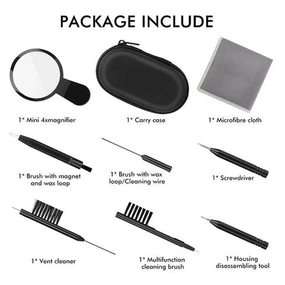 1-9PCS Hearing Aid Cleaning Tool Set – Brushes, Vent Cleaners, Magnets & Wax Loops for Ear Device Maintenance