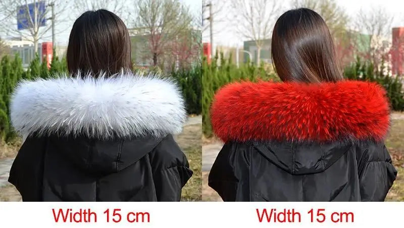 Natural Raccoon & Fox Fur Scarf – Luxury Women’s Winter Fur Collar and Hood Trim for Coats & Jackets