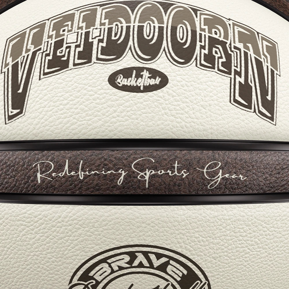 Veidoorn Official Size 7 Basketball — Brown Beige PU, 4-Layer Durable Outdoor Game Ball, Professional Quality