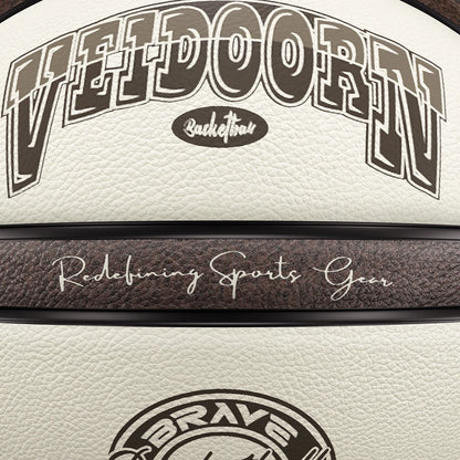 Veidoorn Official Size 7 Basketball — Brown Beige PU, 4-Layer Durable Outdoor Game Ball, Professional Quality