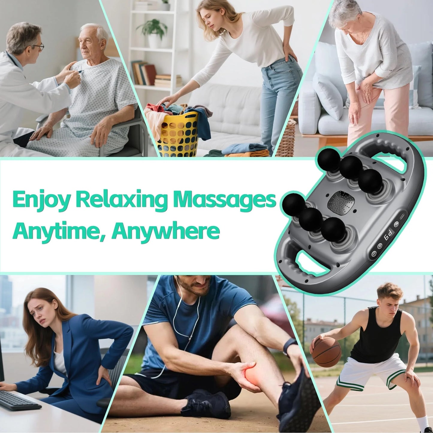 Six-Head Fascia Gun Massager — High-Frequency Electric Muscle Relaxation for Back, Waist, Legs, Shoulders & Full Body