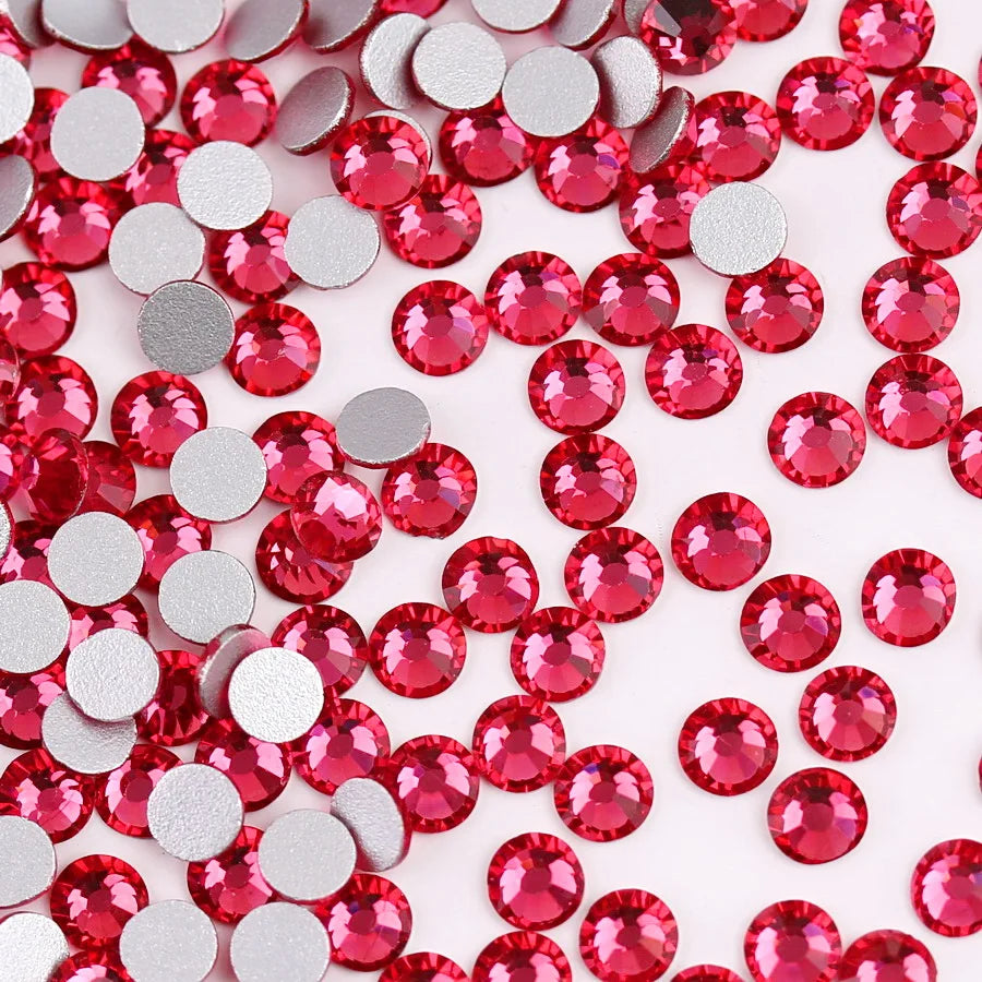 Glass Crystal Flatback Rhinestones Set SS6–SS30 – Non-Hotfix Round Glue-On Gems for Nail Art, DIY Crafts & Jewelry Decoration