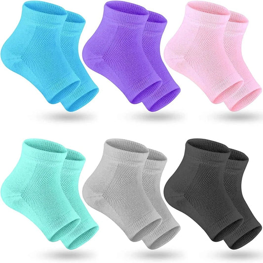 Silicone Heel Socks Foot Care - Moisturizing Gel Heel Protectors for Cracked Dry Feet, Pain Relief & Plantar Support