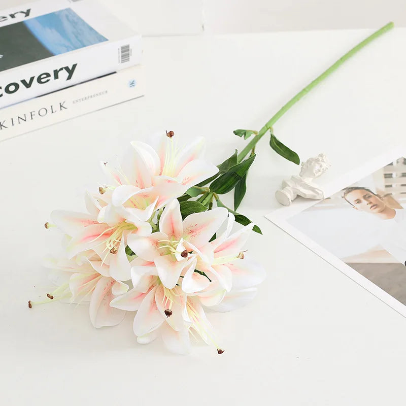 Artificial Silk Lily Bouquet – Creative Fake Flower Arrangement for Living Room, Sweetheart Decoration for Friends